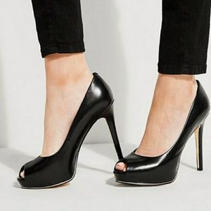 Black Peep toe Platform Heels